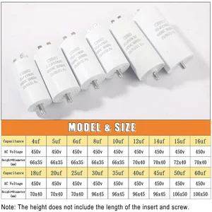 CBB60 시작 커패시터 450V 이중 삽입 전기 교체 모터 런 커패시터 공기 압축기 워터 펌프 나사 10 최고의 판매 에어 커패시터 -11