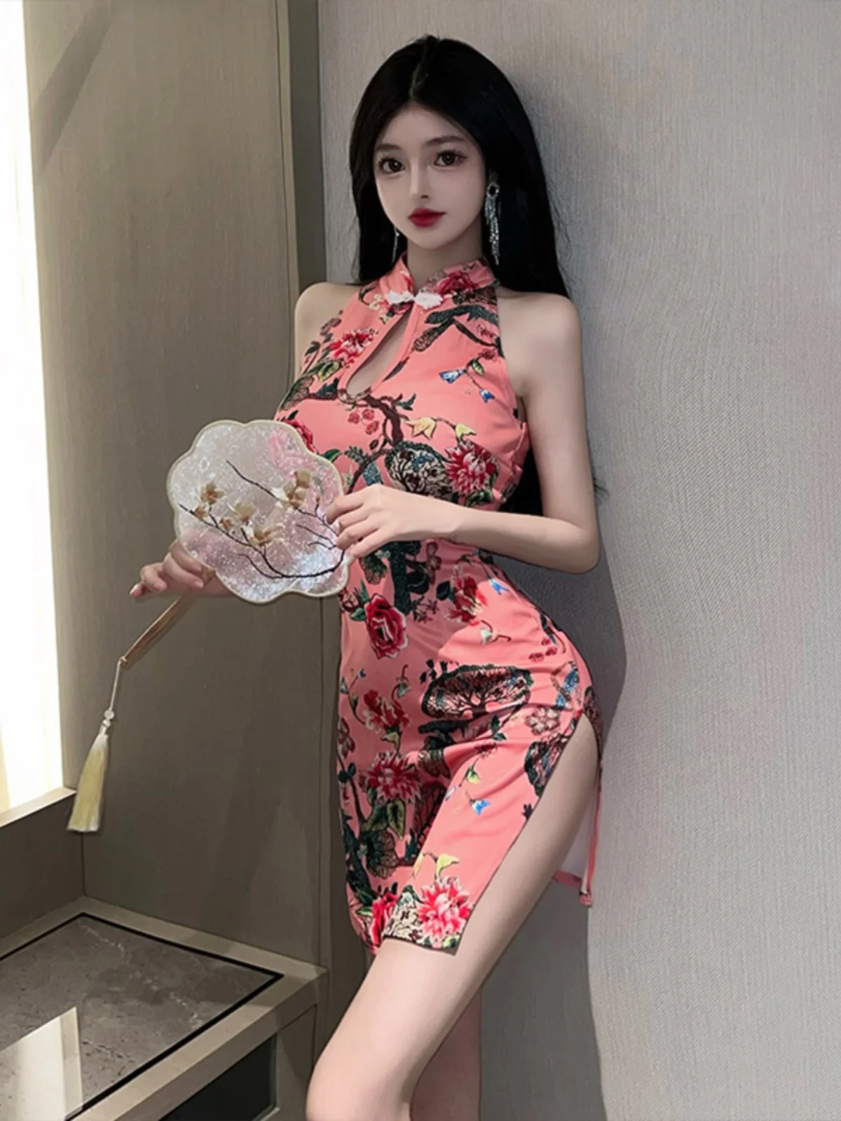 

Sexy Nightclub Retro Improved Svel Print Pure Desire Girl Dr Low Waist ort Skirt H-ape Bodycon Dr