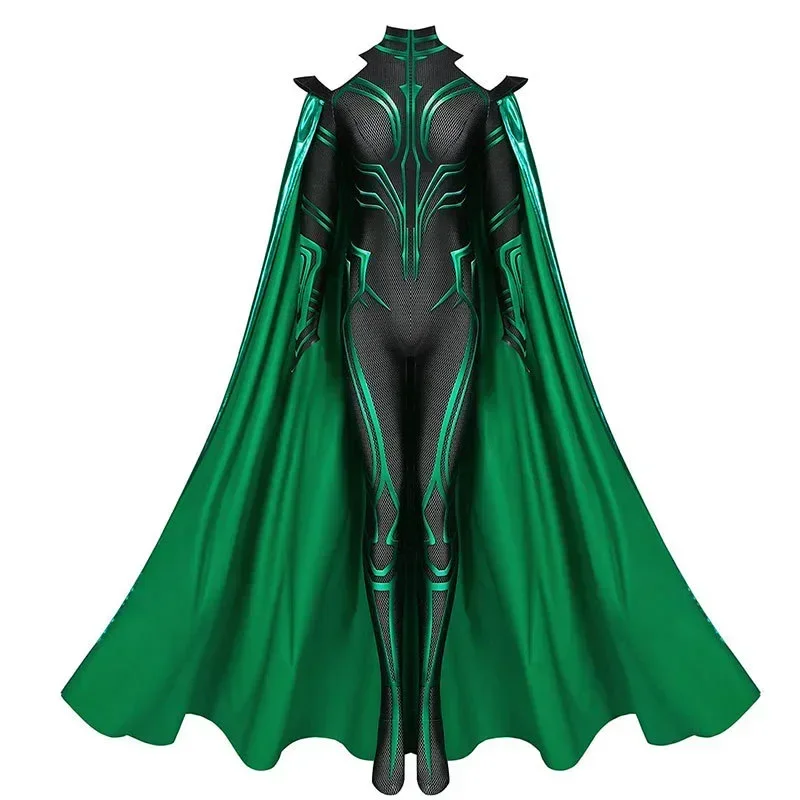 Hela Cosplay Costume Thor 3 Ragnarok Supervillain Hela Cosplay Jumpsuit Bodysuit Cloak Suit Halloween Costumes for Aldult Women