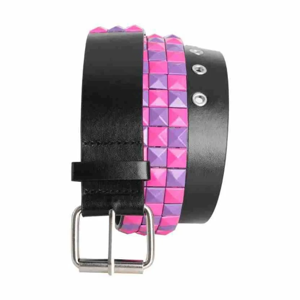 Y2k عارضة الشرير برشام حزام روك نمط تنوعا حزام معدني ثقيل متعدد الألوان قابل للتعديل حزام البنطال الجينز للجنسين