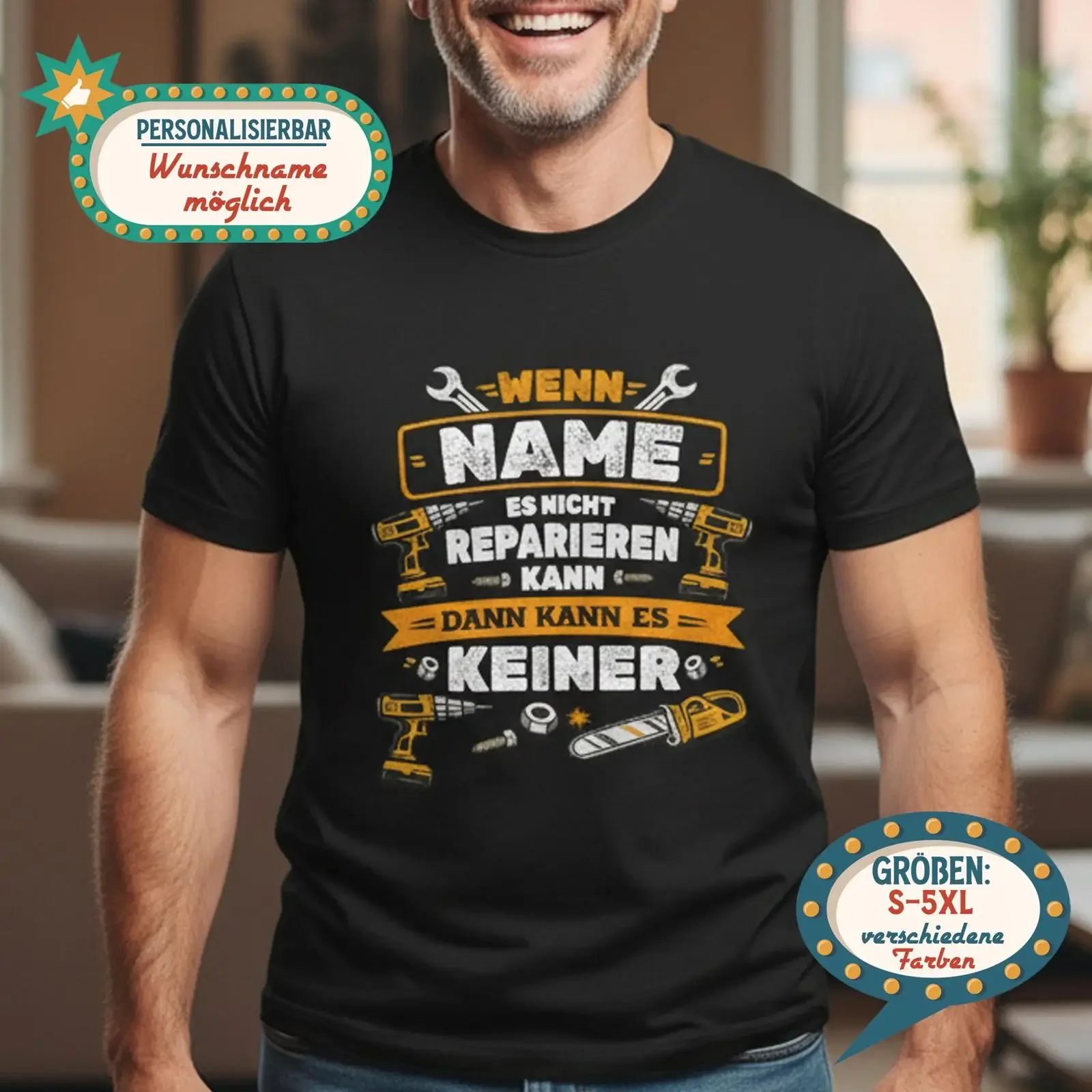 Custom Name Handyman Repair T Shirt Personalized Father's Day Birthday for Dad Grandpa DIY Enthusiast vintage Washed Stylish