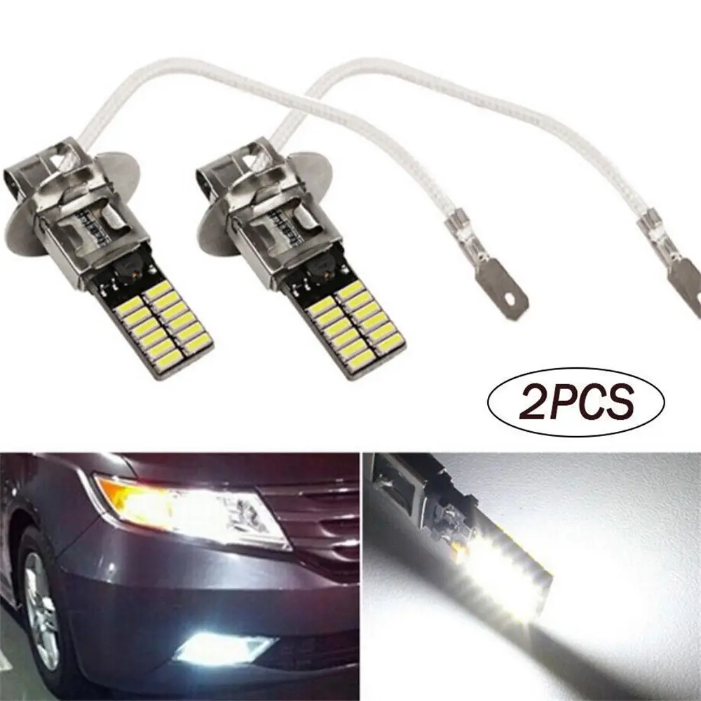 

2pcs White LED H3 Hi/Low Kit Beam Turn Signals Car Fog Light Headlight Driving Bulb DRL