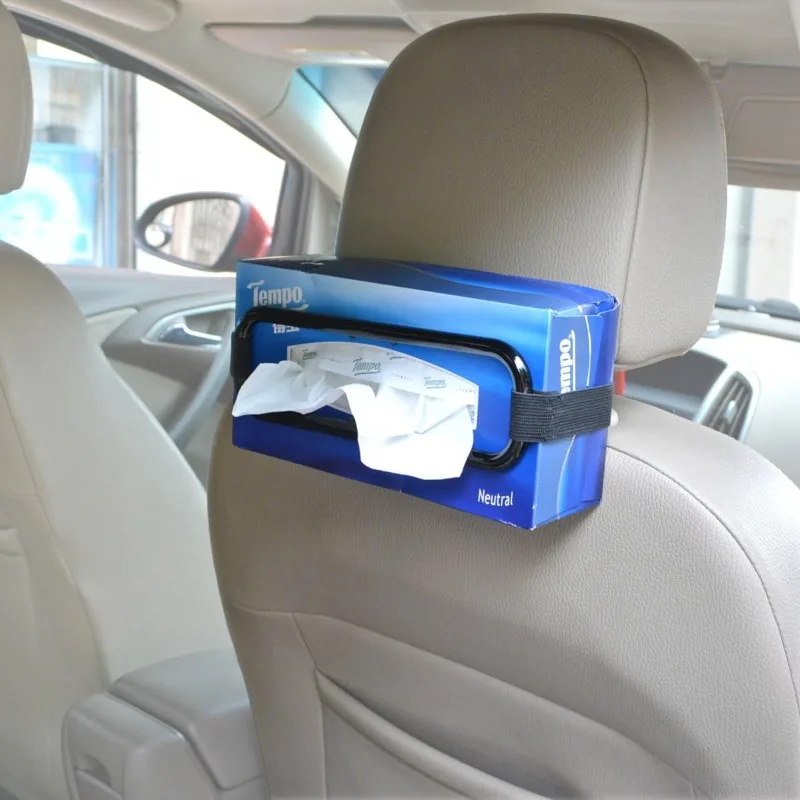 Car Sun Visor Tissue Box Holder Portable Waterproof Black Storage Organizer