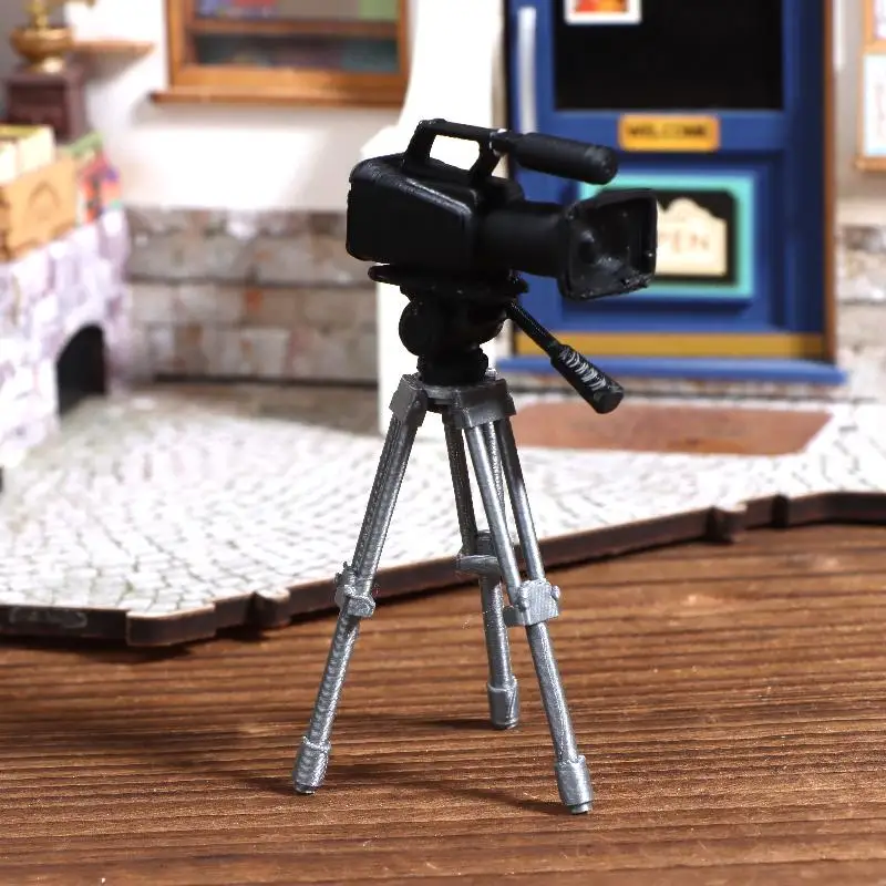Mini Video Camera Tripod Model 1:12 Scale Dolls House Photography Scene Layout Props Dollhouse Decor Ornament Pretend Play Toys view 3