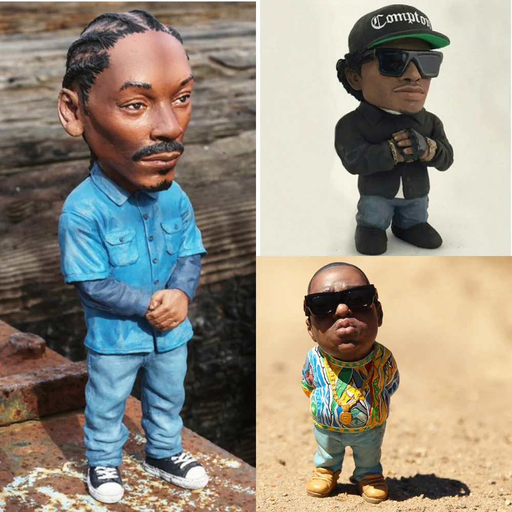 10cm Small Pop Rapper Star 2Pac Tupac Figure Cool Hip Hop Guy Creative Desktop Statue Home Living Room Office Decor Biggie Doll