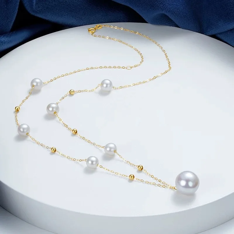 

Original Design Pure 18K Gold Necklace Pendant AU750 Exquisite Jewelry Natural Freshwater Pearl Elegant Women's Gift Pure X720