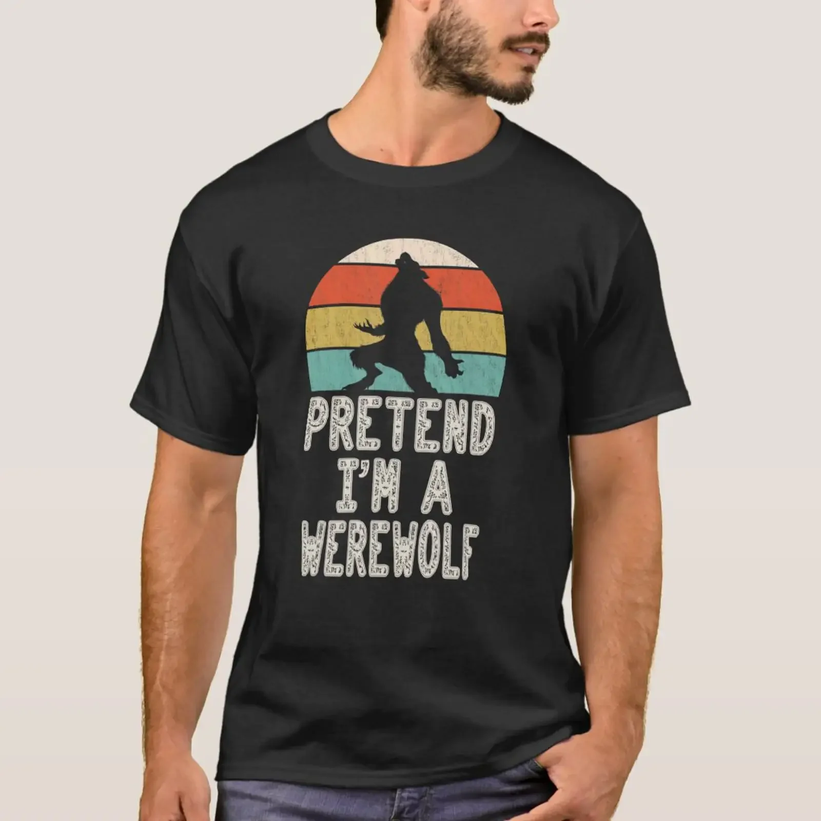 Pretend I'm A Werewolf Lazy Halloween Costume Part T Shirt vintage Washed Unisex designer clothes Stylish Casual Versatile Soft