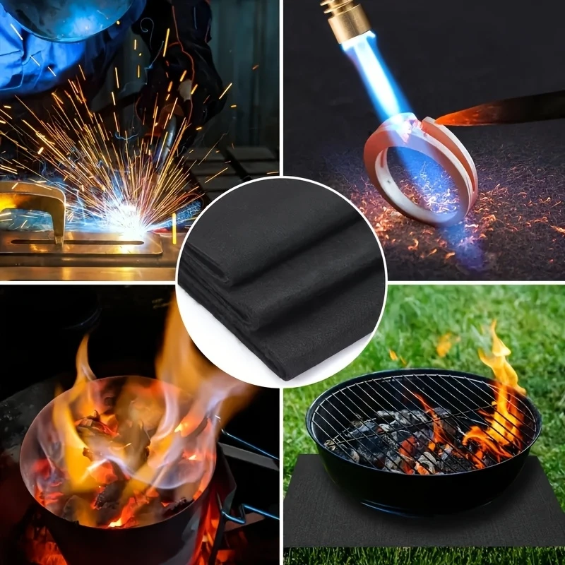 Immagine 7: Tappetino BBQ Resistente alle Alte Temperature - Ignifugo, Isolante Termico per Griglia/Esterno, Coperta Ignifuga in Carbonio per Saldatura