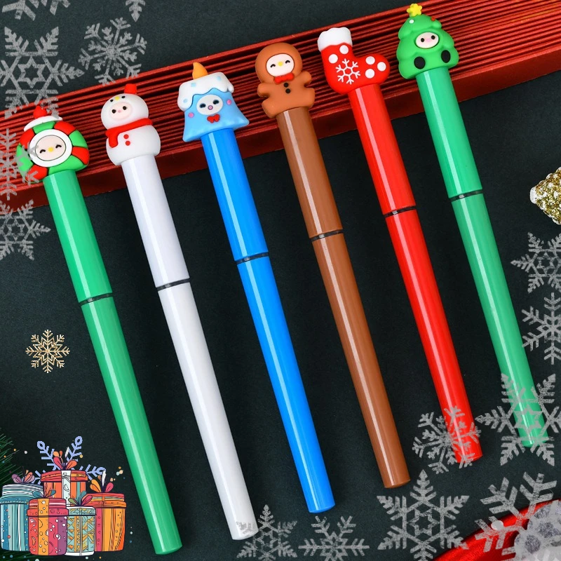 6pcs Cute Cartoon Stationery Direct Liquid Rollerball Pens Quick-drying Neutral Pen Students Teacher Christmas Gifts Set