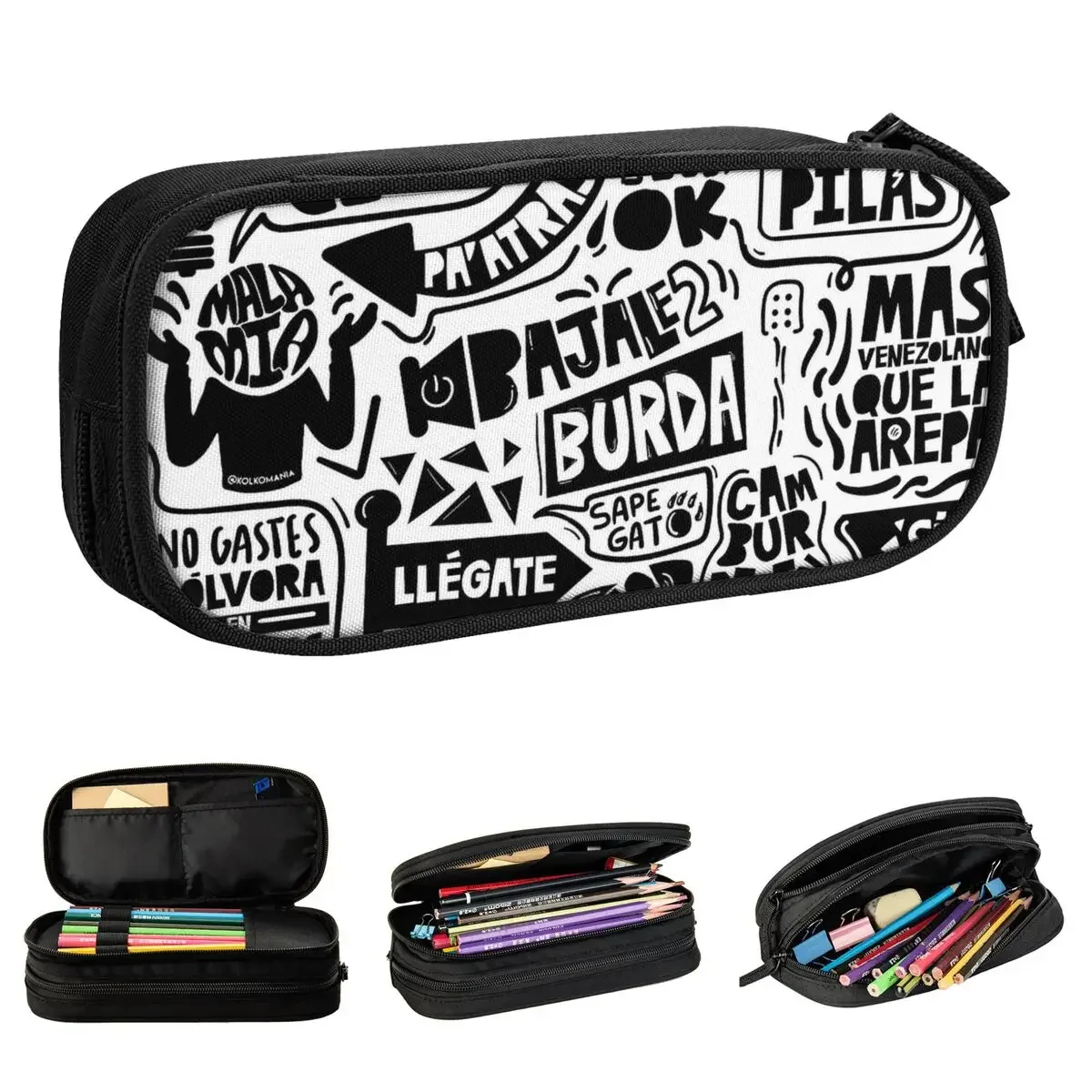 Mural More Venezuelan Than La Arepa Pencil Case Pencilcases Pen Holder Kids Big Capacity Bag Students School Gift Stationery