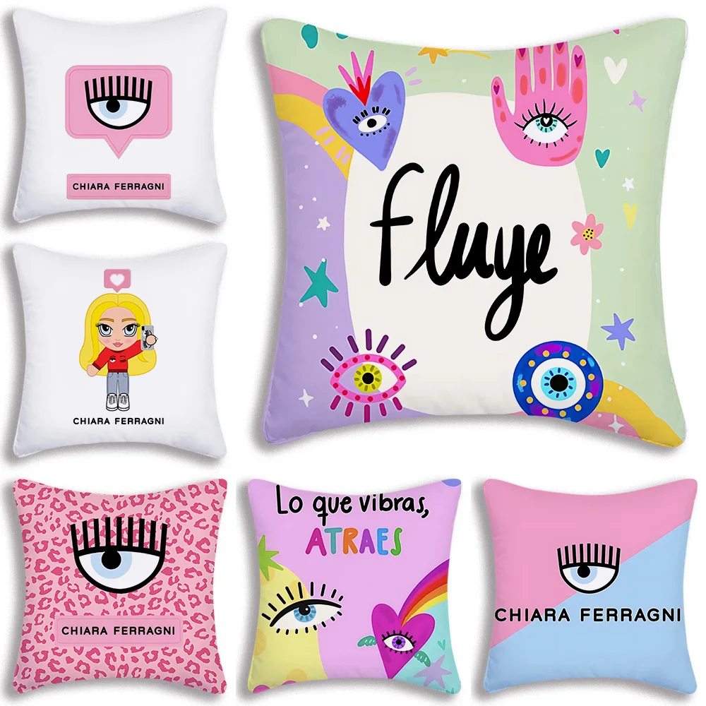 Hot Eyes C-Chiara Pillow Covers Cartoon Sofa Decorative Home Double-sided Printing Short Plush Cute Cushion F-Ferragnies Cover