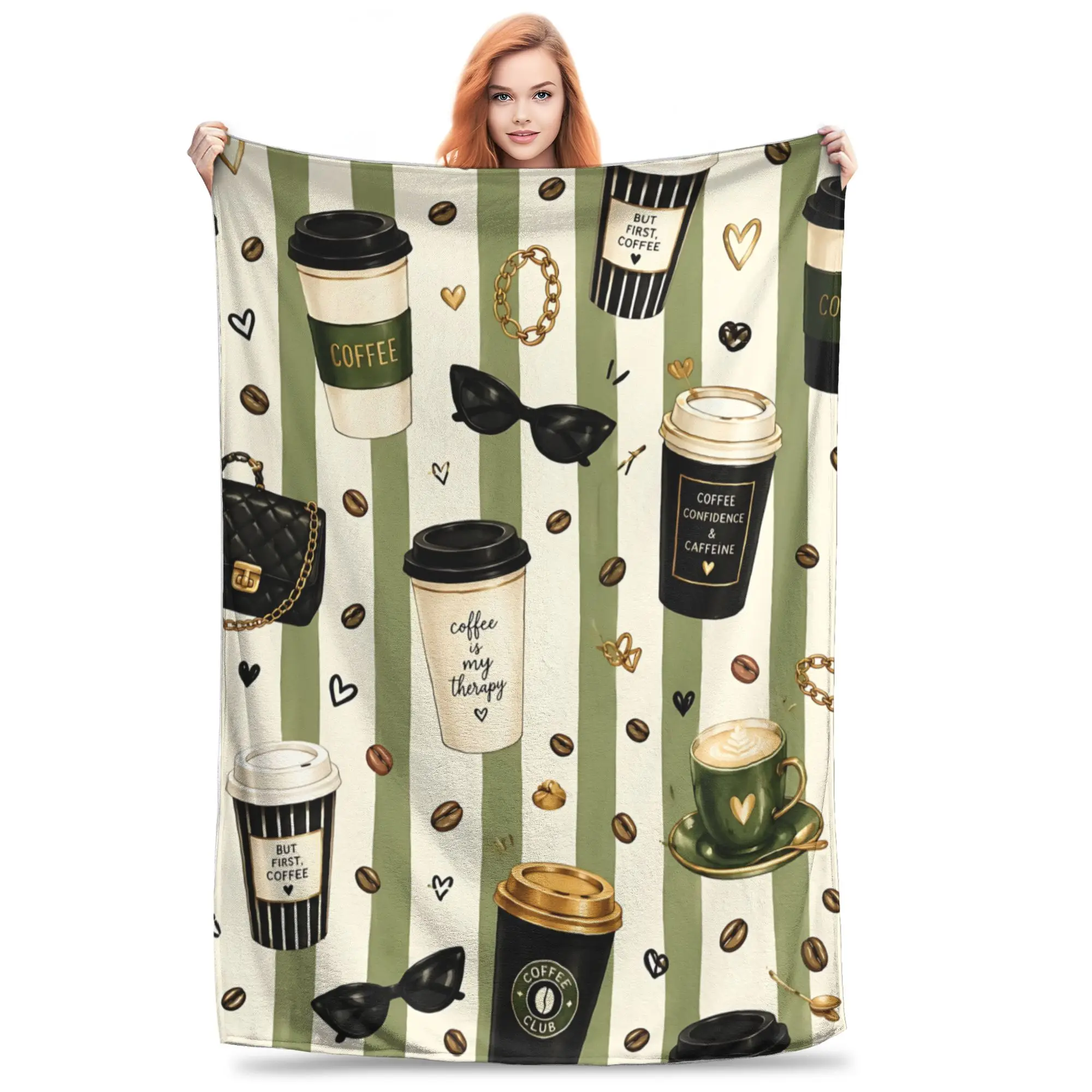 1PC Home Coffee Aesthetics and Vibes Daily media Blanket Throw Blanket Novelty Warm Blanket Gift for Happy Halloween Give Thanks