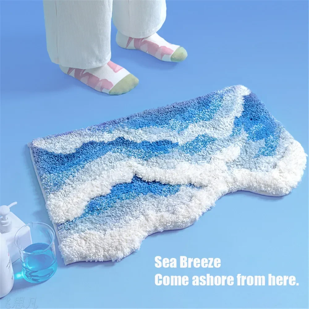 2025 NEW High Quality Hand-trimmed Sea Wave Rug Artistry Small Rugs for Bedroom Bathroom Living Room Carpet Decoracion