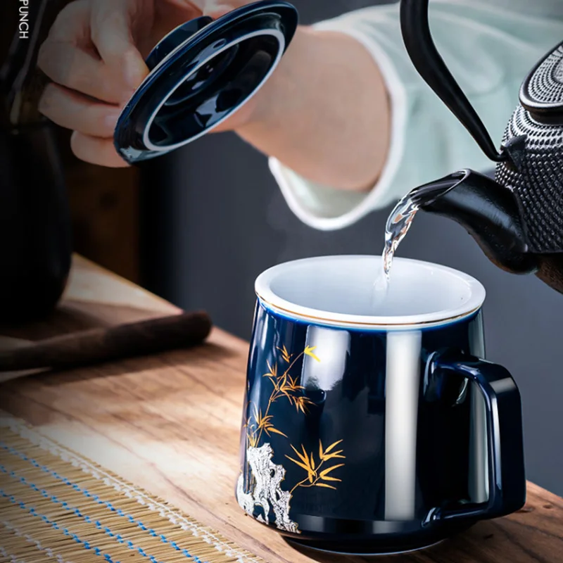 Tea Cup With Tea-Strainer Ceramic Tea Cups Decorated With Traditional Chinese Patterns Black Tea Teaware Tea Set Delicate Gift