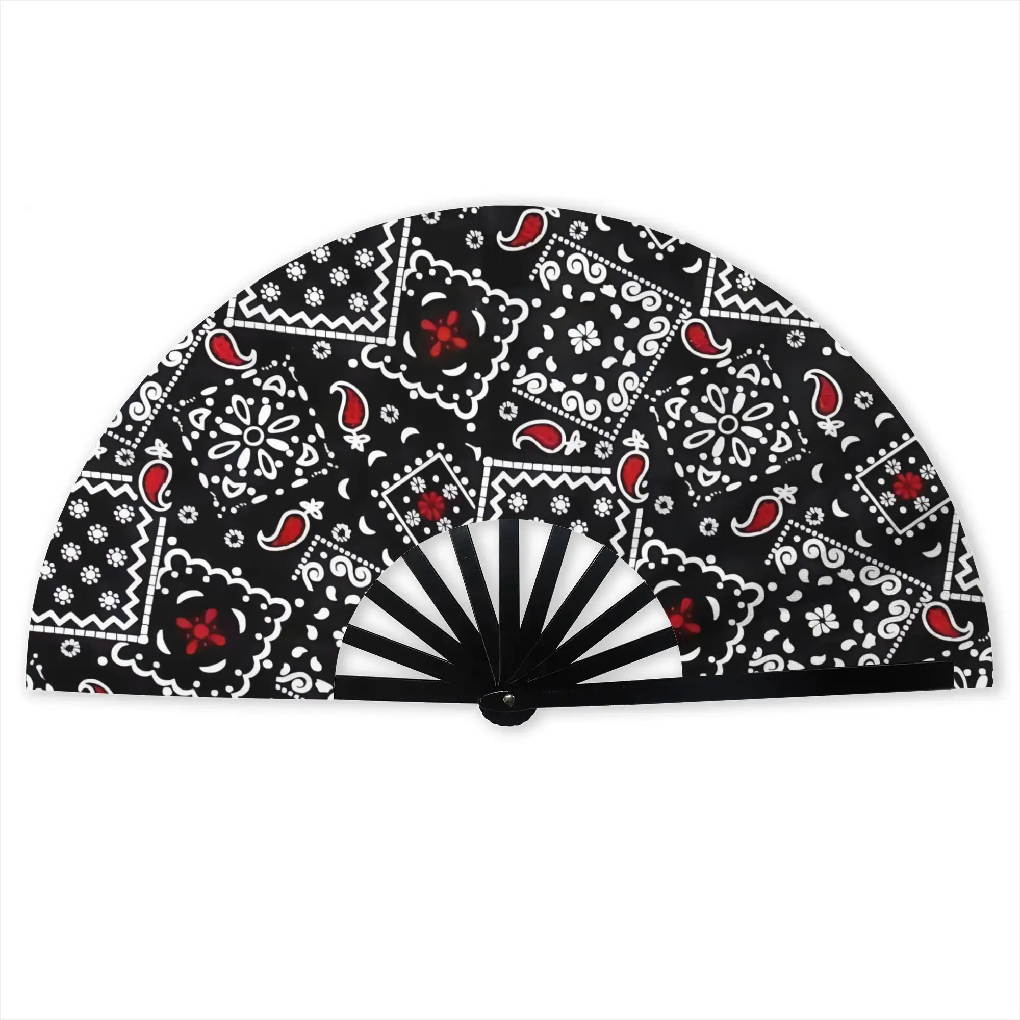 Vintage Paisley Ethnic  Portable Pocket Fan Travel Floral Geometric Folding Fan Chinese Dance Cooling Handheld Fans