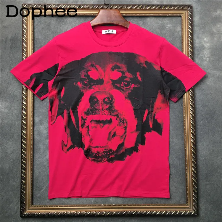 

2025 Summer New Cartoon Puppy Print Cute Round Neck Short-sleeved T-shirt Teen Sunshine Boy Loose Casual Top