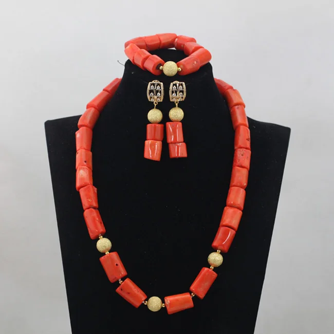 

Оригинальный комплект ожерелья из коралловых бусин, фантастический нигерийский свадебный комплект ювелирных изделий из коралловых бусин, традиционные свадебные африканские украшения ABH539