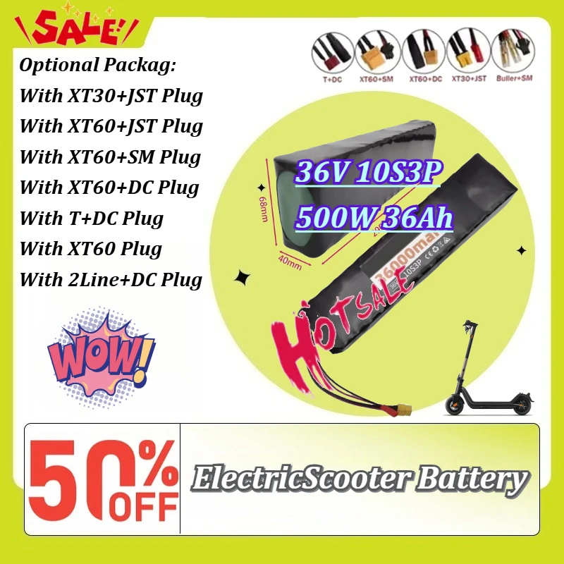 

Safe Durable High Power High Capacity 36V 36Ah 18650 10S3P 500W Rechargeable Lithium Battery Pack For Electric Scooter With BMS