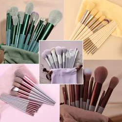 13 Makeup brush set Green/pink etc 5 colors High appearance level portable soft hair brush Blush brush/highlight brush etc