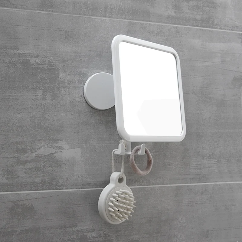 

No Punching Required Bathroom Mirrors Waterproof Suction Cup Wall Mounted Toilet Vanity Mirror Simple Modern Home Decoration