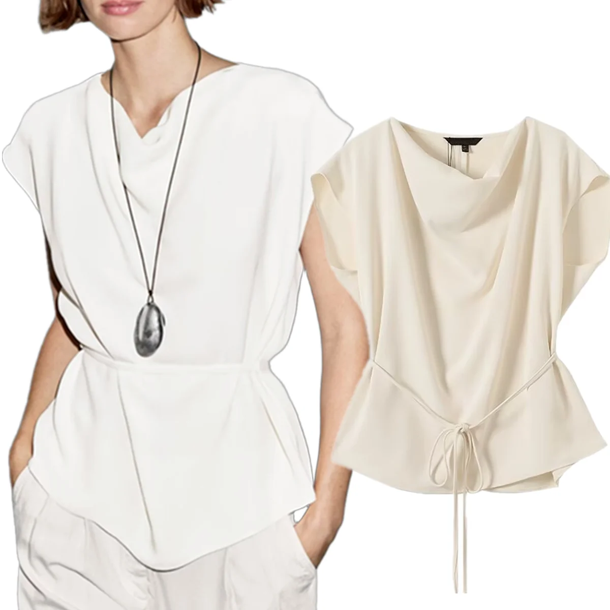 

Dave&Di Французская элегантная бежевая рубашка с приталенной талией и рукавами с заниженными плечами Женские рубашки и блузки Женская одежда Рубашки Топы