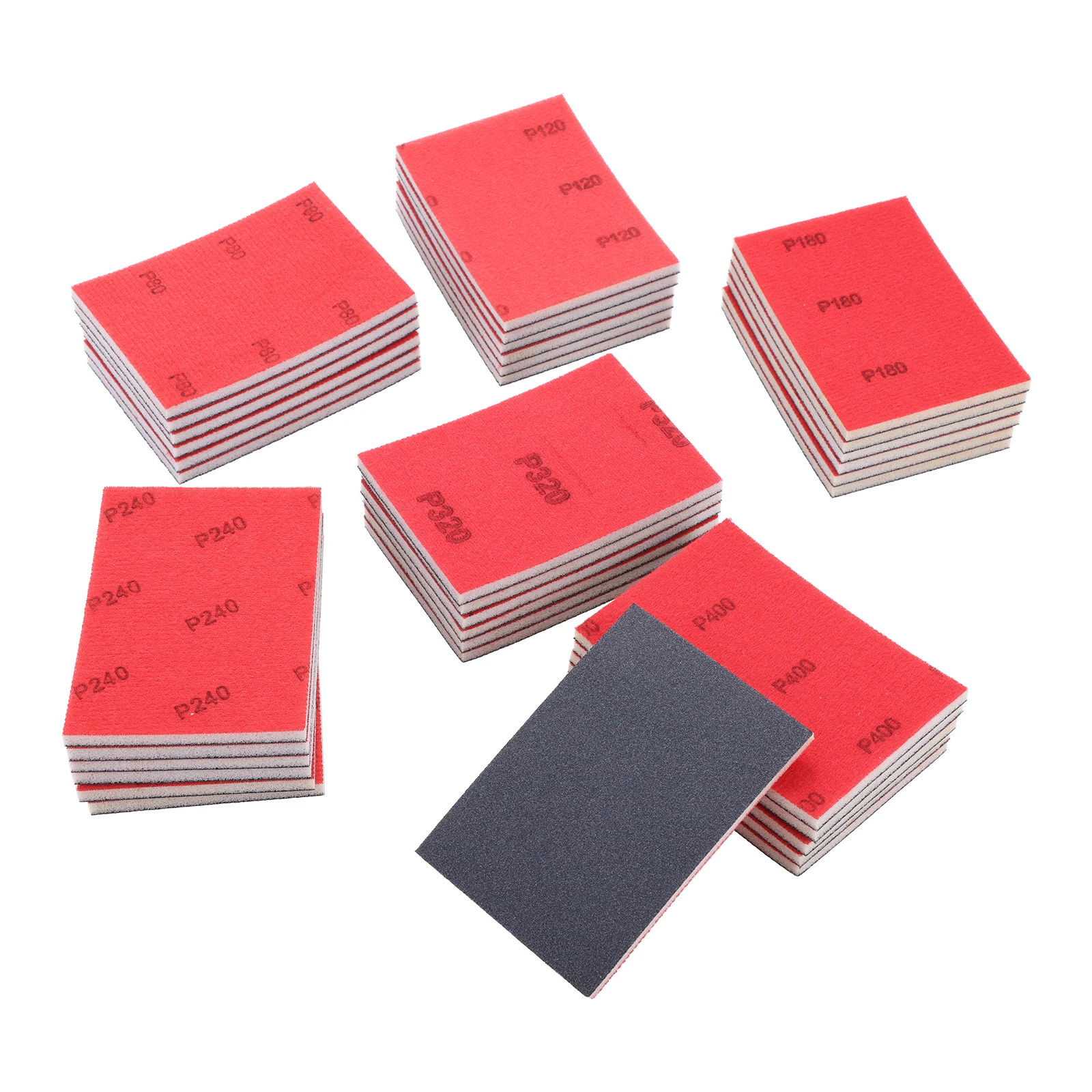 36Pcs 80-400 Grit Sanding Sponge Assortment Hook Loop Dry Wet Sanding Block for Wood Drywall Furniture Polishing Accessories