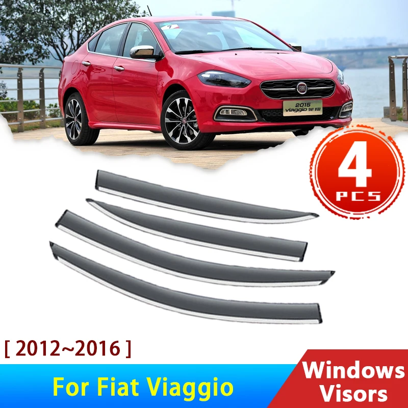 4x Deflectors for Dodge Dart Fiat PF Viaggio 2012~2016 Acessories Car Windowa Visor Rain Eyebrow Guards Auto Protector 2015 2013