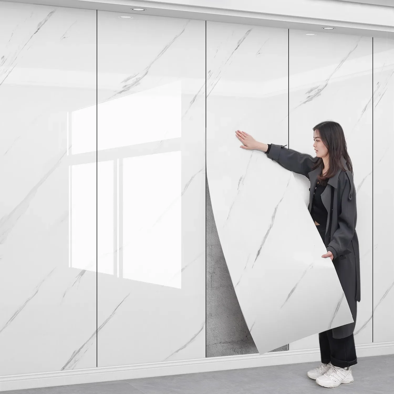 بولي كلوريد الفينيل ملصق حائط مقاوم للماء ذاتية اللصق بلاط المطبخ الحمام ملصق مائي نمط الرخام الفينيل فيلم للجدران تغطي العيوب #3