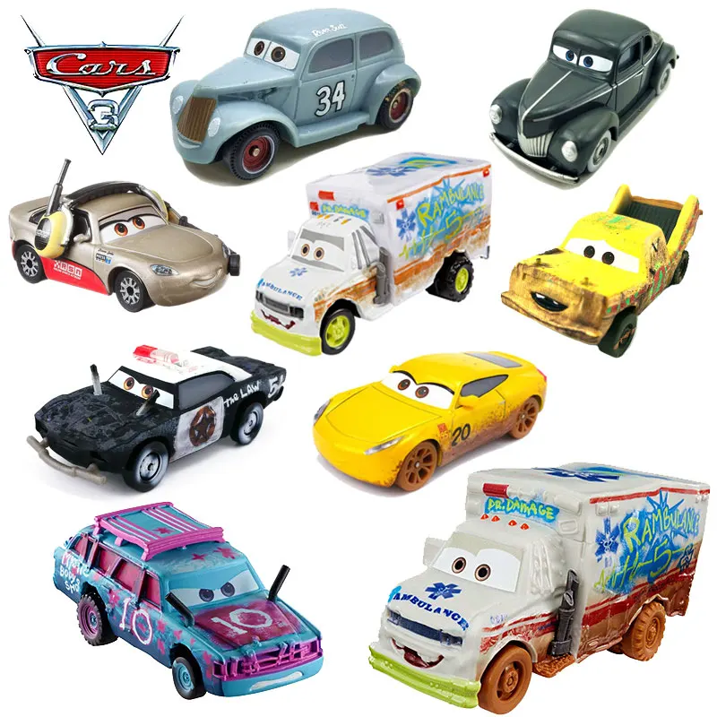 Disney Pixar Cars 3 The thunder valleycrash party Sheriff Mud McQueen miss Mr Destroy Metal Diecast Toy car Kids birthday gifts