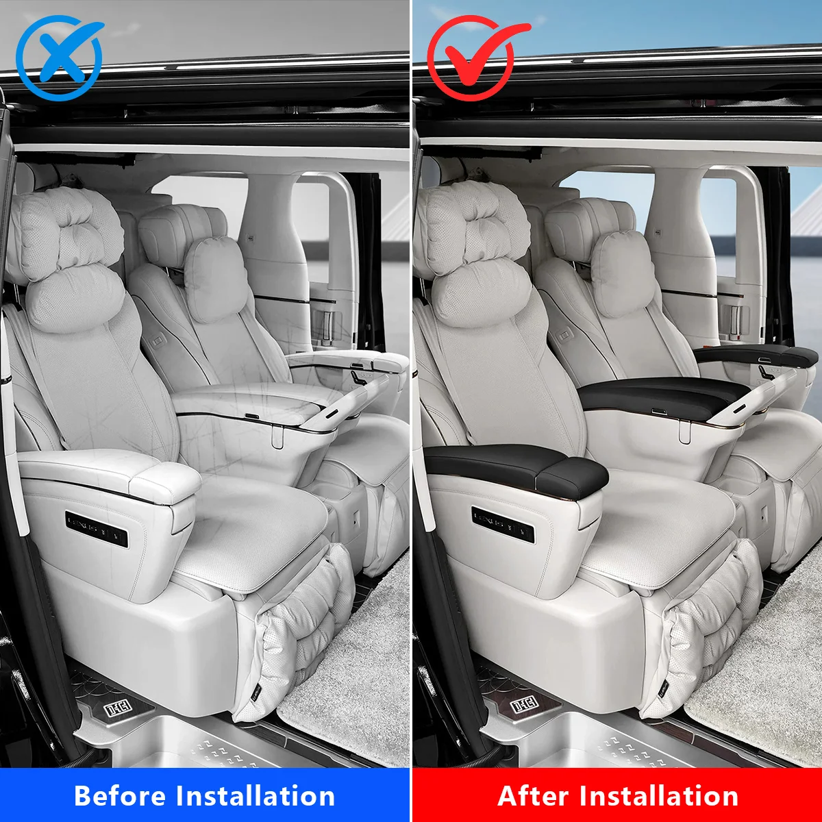Car Middle Row Seat Armrest Protective Cover for Lexus LM 40 Series Nappa PU Leather Memory Foam Auto Interior Accessories