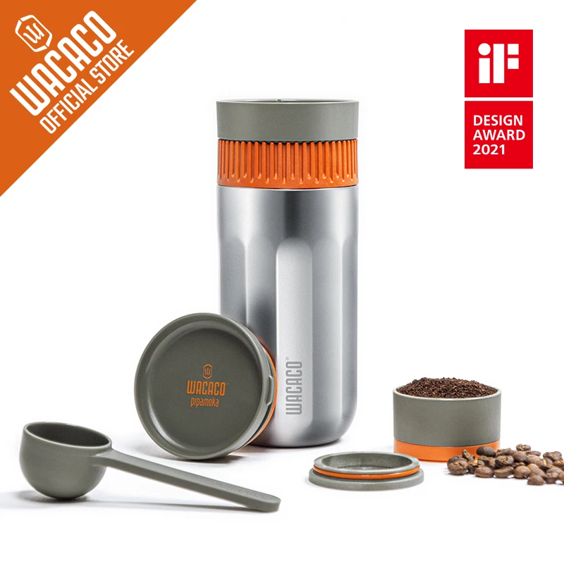 WACACO-cafetera portátil Pipamoka todo en uno, taza de viaje aislada, funciona a mano y a presión