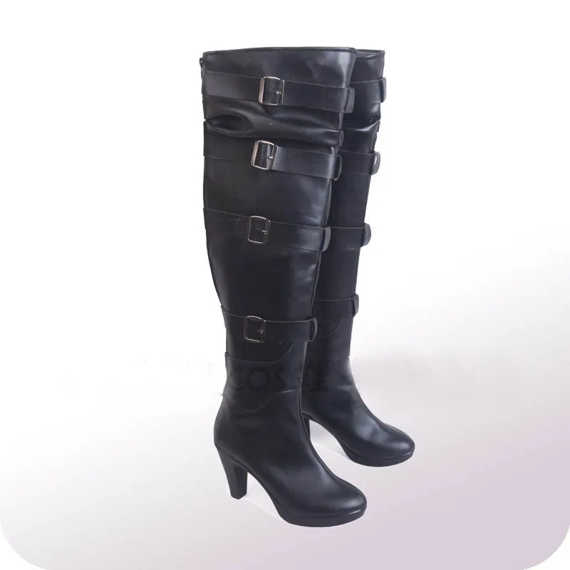 Hunter Yennefer Cosplay Shoes Movie Cosplay Prop Black Overknee Boots for Witch Halloween Carnival Boots Custom Made