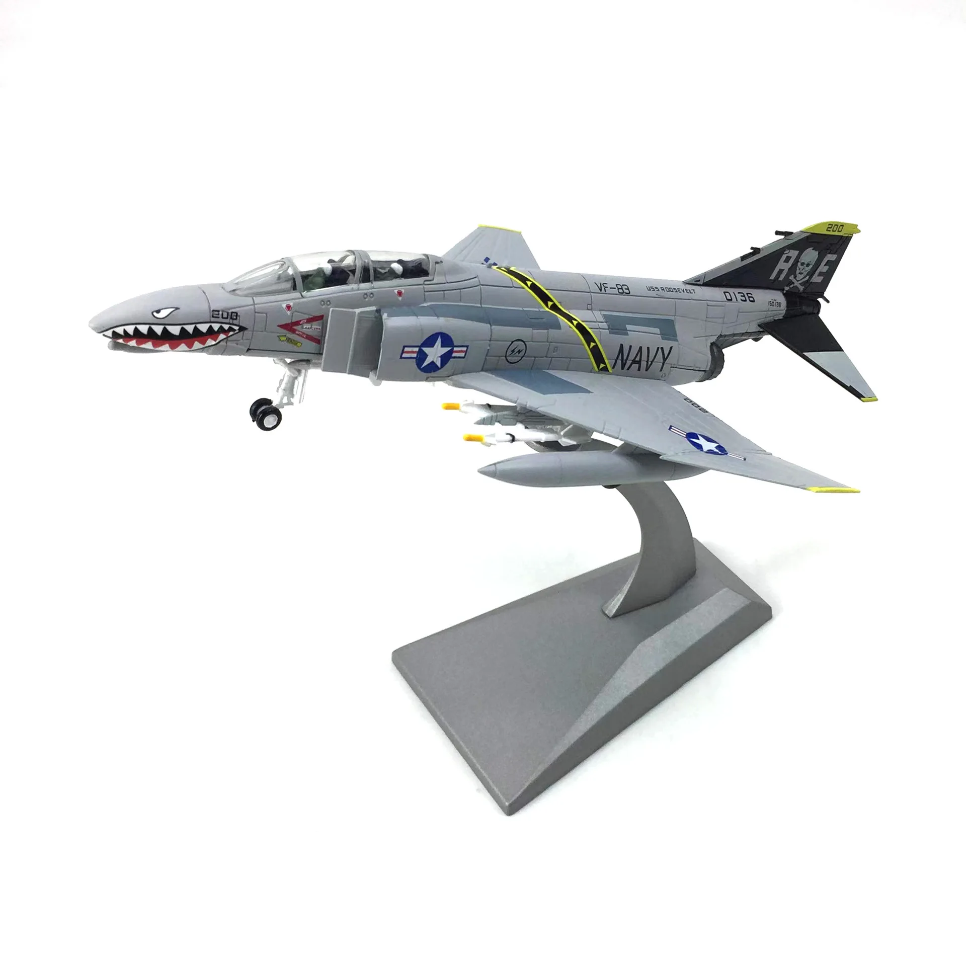 1:100 Scale U.S. F-4C Ghost Fighter Model and Display Stand Collectible Gifts F4 Alloy Airplane Model Mini Decoration Home