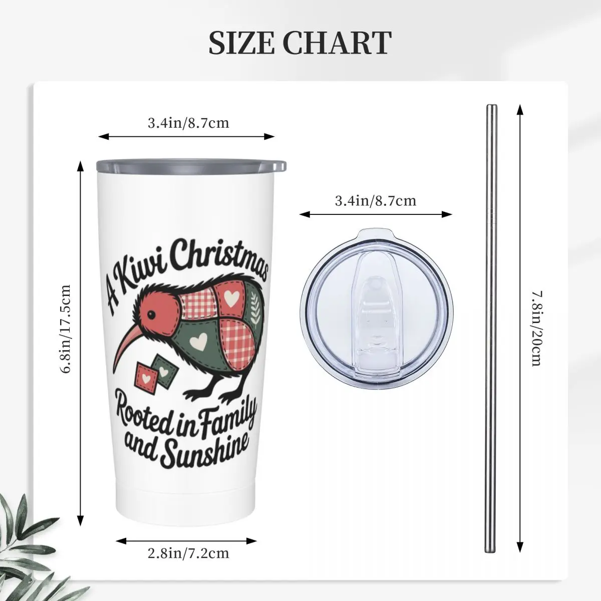 Patchwork Kiwi Silhouette A Kiwi Christmas Stainless Steel Tumbler Vacuum Insulated Mugs Thermal Cold Bottle Straws With Lid