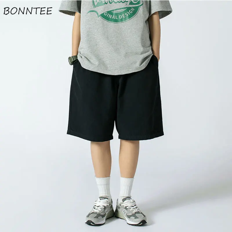 

Summer Japan Style Harajuku Retro Shorts Women Loose Solid Ulzzang Unisex BF Streetwear Casual Drawstring High Waist Pockets Ins