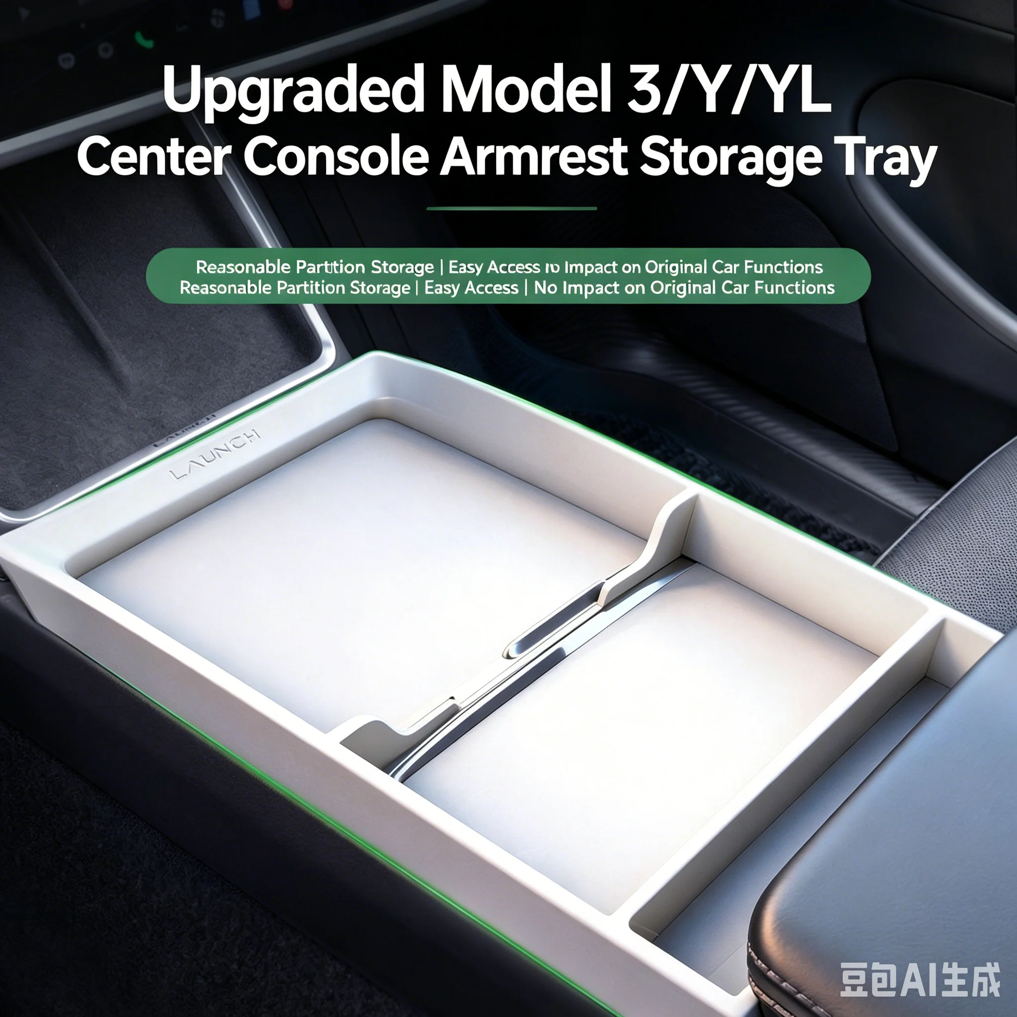 Für Tesla Model Y Juniper / Model 3 Highland Mittelkonsole Armlehnen-Aufbewahrungsfach Organizer Box ABS Innenraum-Zubehör