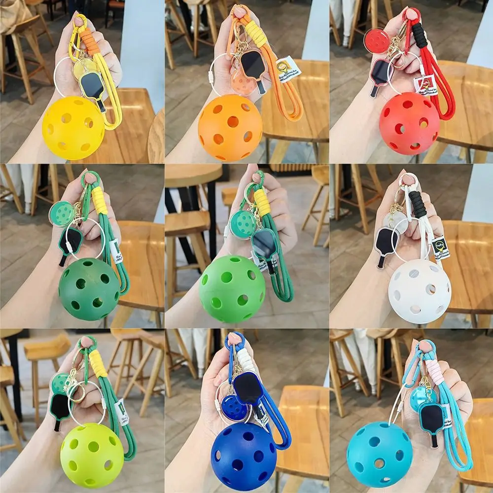 Acrylic Pickleball Paddle Keychain Detachable with Lanyard Pickleball Racket Pendant Fitness Series Pendant Bag Accessories