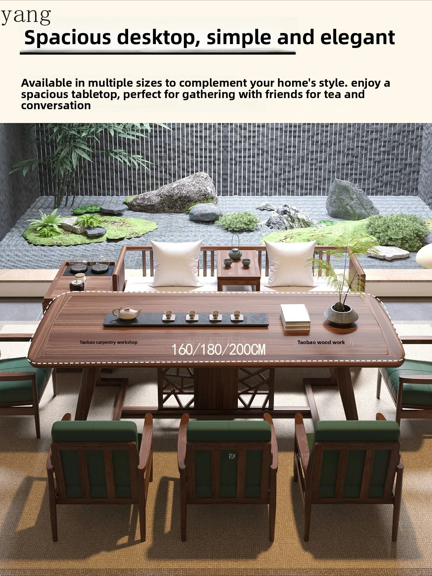 LMM new Chinese tea table and chair combination one table and five chairs solid wood coffee table