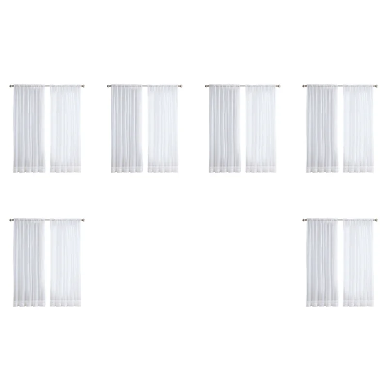 

ABVC 12Pcs Super Soft Great Hand Feeling Tulle Curtains For Living Room Decoration Modern Veil Chiffon Solid Sheer Voile