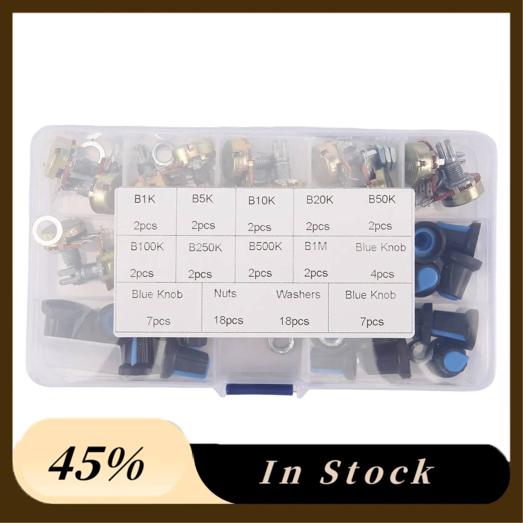 

A60Z Top, 18 шт./кор., WH148, комплект одиночного потенциометра B1K/5K/10K/20K/50K/100K/500K/1M с ручками, набор одиночных потенциометров, гайки вала