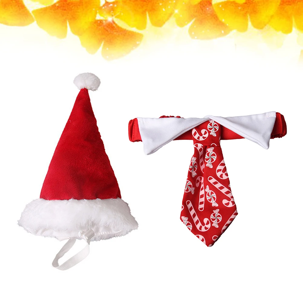 

1pcs Dog Christmas Hat Pet Party Necktie Set Soft Comfortable Adjustable for Cats Dogs Holiday Wedding Gifts Xmas Costume Collar