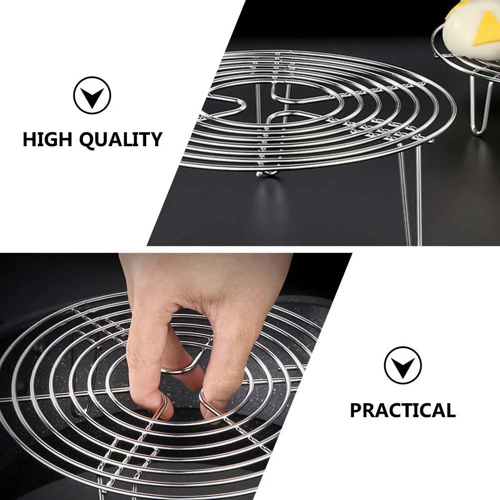 Stainless Steel Steaming Rack 2pcs – Dense Circle Design, Anti-Scald, Heavy-Duty for Steamed Eggs, Rice Buns