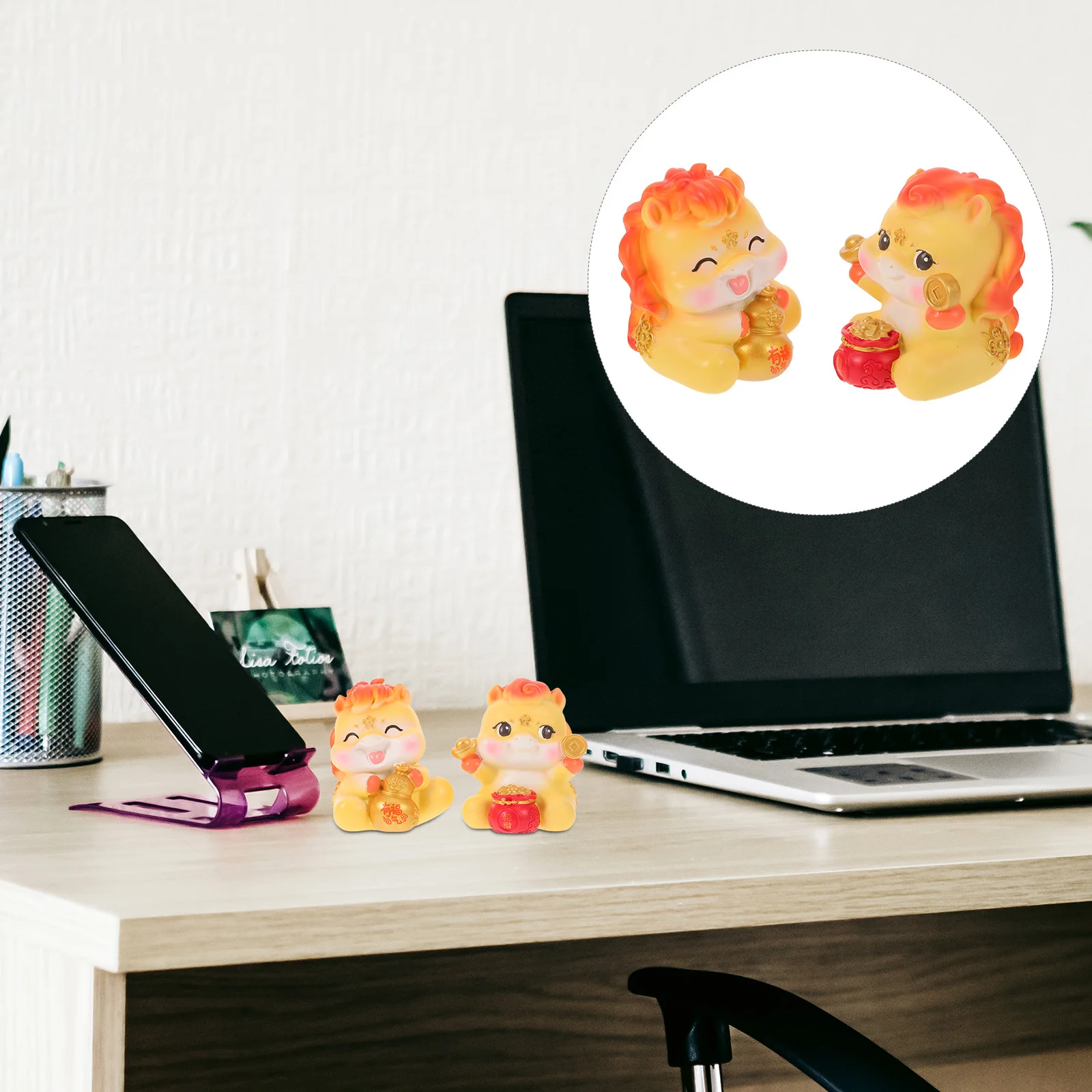 

2pcs Mini Resin Horse Figurines Chinese Zodiac 2026 Year Of The Horse Lucky Ornament For Desk Home Office Decor Statue