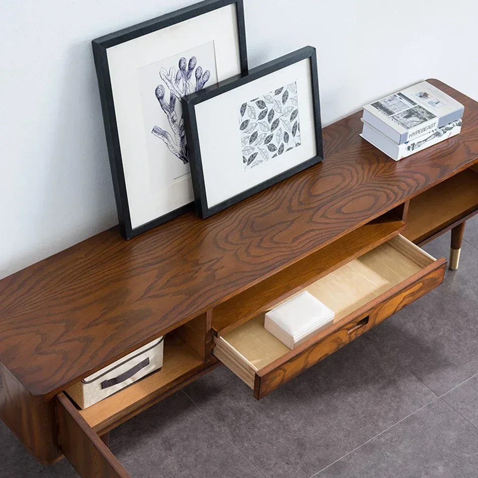 TAO Solid Wood TV Cabinet Living Room Storage Fashion Solid Wood Floor Cabinet Coffee Table Combination Simple TV Stand