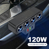 Car Cigarette Lighter Adapter QC3.0+PD 3.1A 3 USB Ports Fast Charger Plug 4-Socket Phone Power Adapter USB Phone Charger Adapter