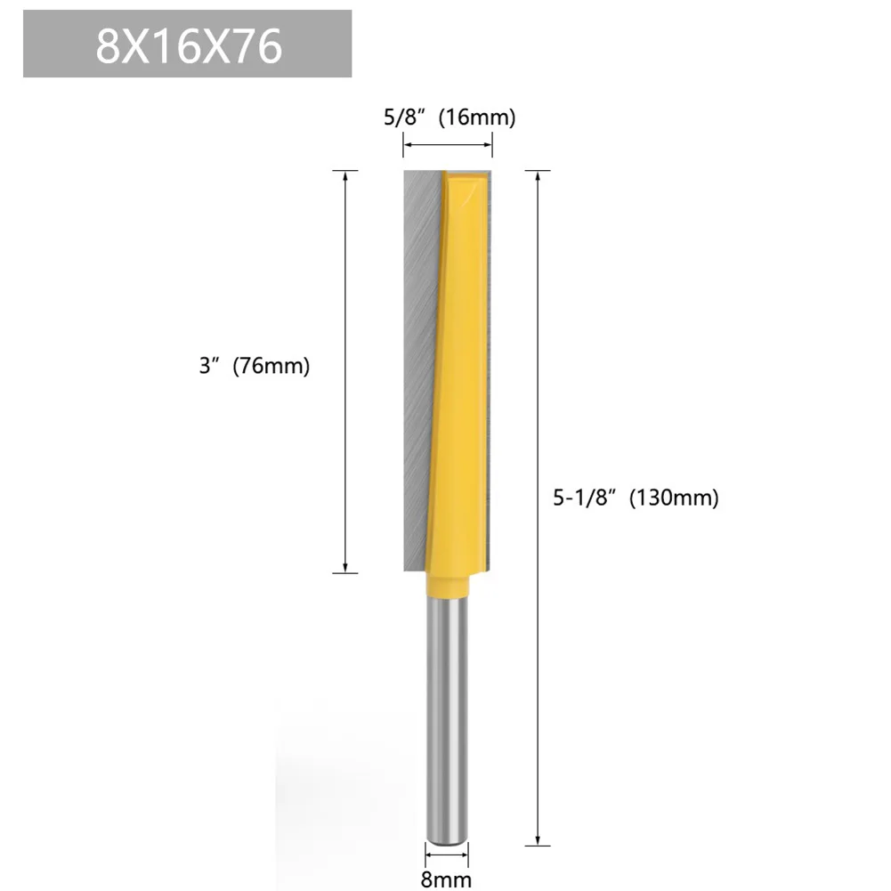 8mm Router Bit Bit Bottom Cutter Milling Shank Spare Parts Straight Router Bit Wood Cleaning Woodworking 45# Steel