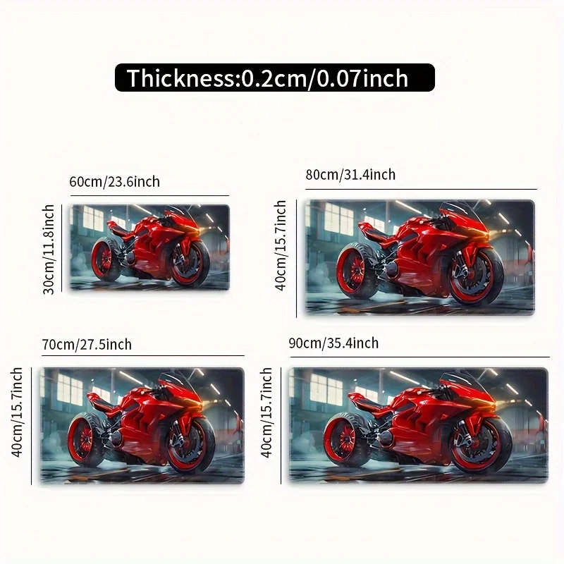 Red Racing Car Pattern Extended Gaming Mouse Pad Non-Slip Rubber Stitched Edge Desk Mat Office Gaming Gift