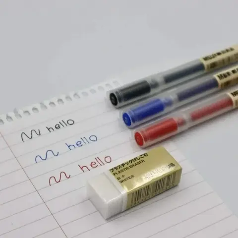 Skrivbordsset MUJIs 0,5 mm gelpenna Transparent pennlåda Suddgummi Moma gelbläckpenna Japansk gelpenna Kontorspenna Gummiset 10 best sales Muji-penna - №1