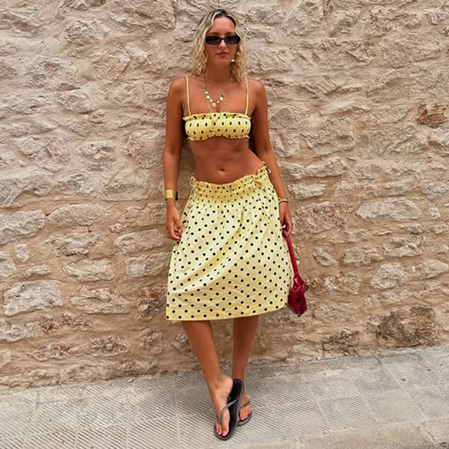 اتجاهين ارتداء البولكا نقطة f تنورة مع ربطة القوس فيونكة الأوروبية Sle فضفاضة تناسب ألف خط تنورة محايدة H-ape صورة ظلية الخريف Faion