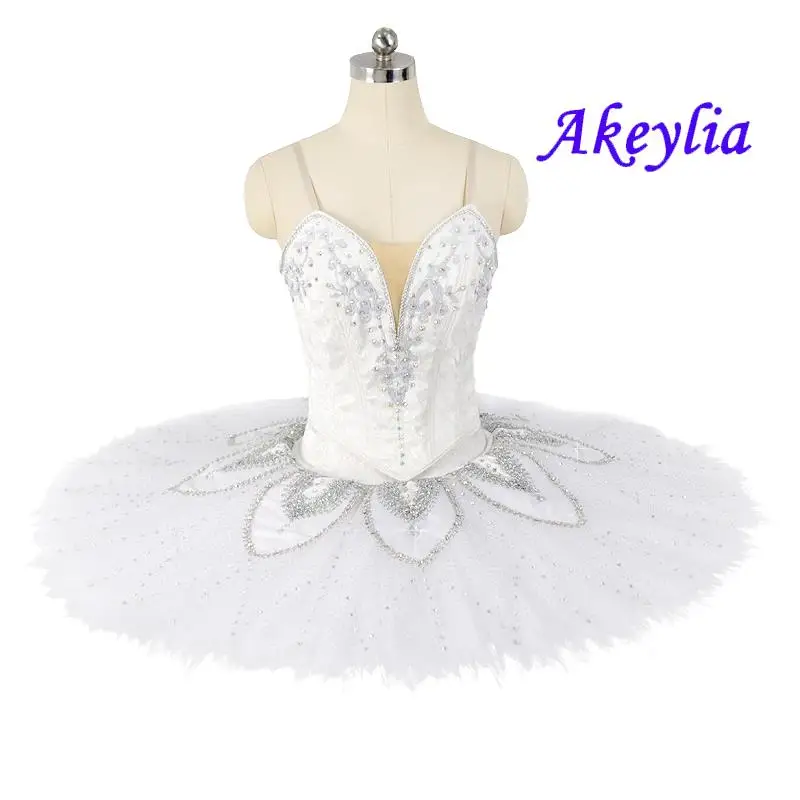 White silver professional Ballet Tutu Split YAGP Jacquard fabric Classical Platter pancake Tutu ballet custom competition girls